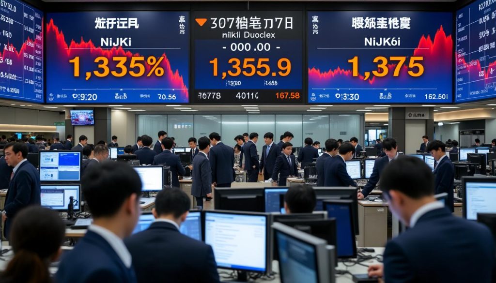 le nikkei termine la séance en baisse significative de 1,35%, reflétant une tendance baissière sur le marché japonais.