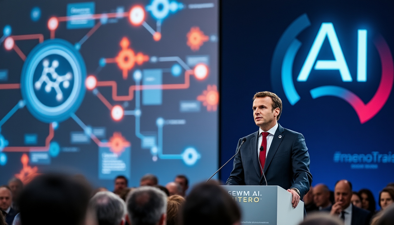 emmanuel macron ironise sur les contradictions de ceux qui demandent un soutien pour l'intelligence artificielle tout en souhaitant imposer des taxes sur le succès.