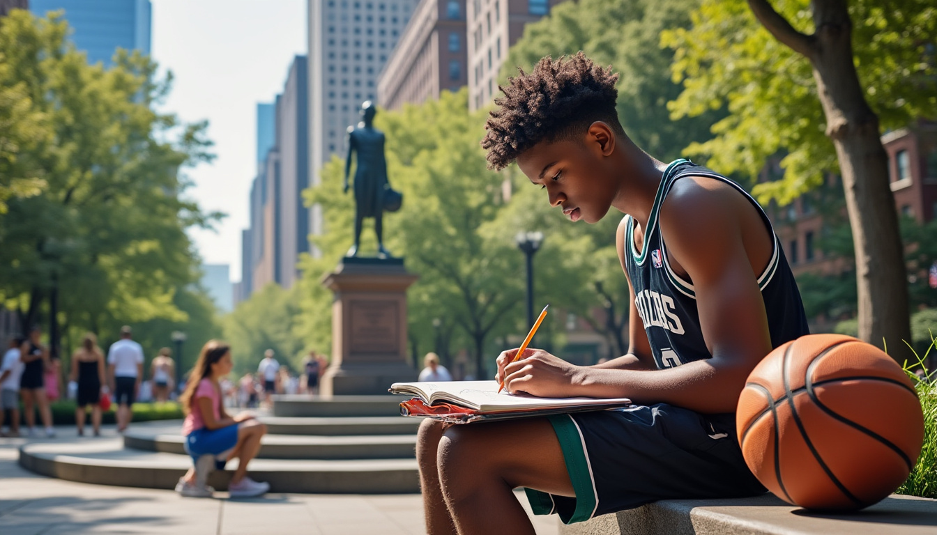 découvrez victor wembanyama dans une séance de dessin inattendue au cœur d'un parc new-yorkais, mêlant art et préparation avant son grand match.