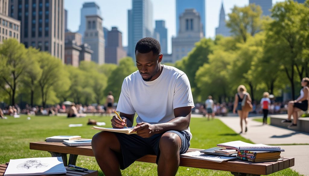 découvrez victor wembanyama en pleine création artistique lors d'une séance de dessin étonnante dans un parc new-yorkais, juste avant son grand match mémorable.